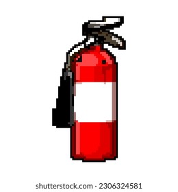 vector retro de arte de píxeles de juego extinguidor de incendios de seguridad. extintor de incendios de seguridad de bits. ilustración vintage antigua