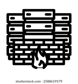 security firewall data center line icon vector. security firewall data center sign. isolated contour symbol black illustration