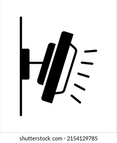 Luz de la inundación de seguridad. Icono de silueta plana vectorial. Espacio de pared al aire libre. Decoración exterior de estilo moderno. Objeto aislado sobre fondo blanco