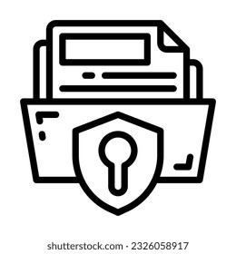 icono de línea de carpeta de seguridad. Icono de la línea de champán. Perfecto para diseño gráfico, móvil, interfaz de usuario y maestras web