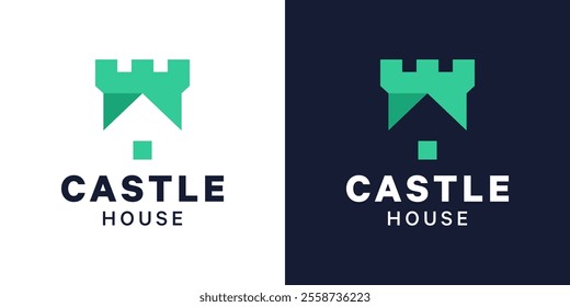 Security fortress building logo design. Castle logo with house building logo design vector symbol icon