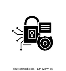 Security framework black icon, vector sign on isolated background. Security framework concept symbol, illustration 