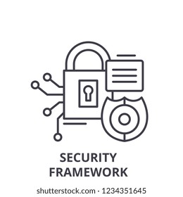 Security Framework Line Icon Concept. Security Framework Vector Linear Illustration, Symbol, Sign