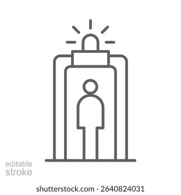 Security Gate Detection Symbol with Person Outline Editable Stroke Thin Line Vector Icon