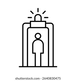 Security Gate Detection Symbol with Person Outline Thin Line Vector Icon