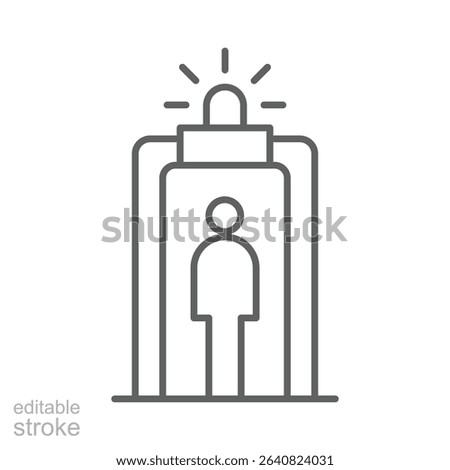 Security Gate Detection Symbol with Person Outline Editable Stroke Thin Line Vector Icon