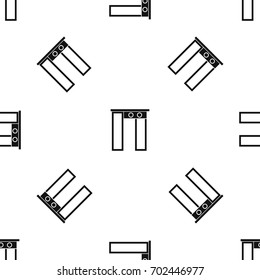 Security gate at entrance of airport pattern repeat seamless in black color for any design. Vector geometric illustration