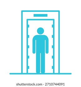 Icono de puerta de seguridad. Aislado sobre fondo blanco. Icono azul