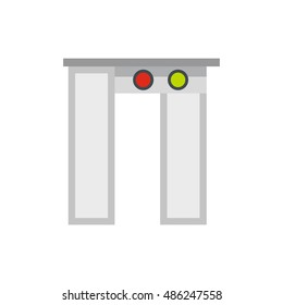Security gates with metal detector and scanner icon in flat style on a white background vector illustration