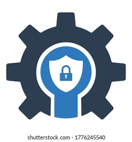 Icono de privacidad del bloqueo del engranaje de seguridad fácil de usar y editar