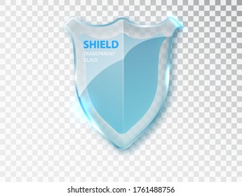 Etiqueta de vidrio de seguridad. Presentación de un protector adhesivo transparente. Signo de salvaguardia de defensa. Señal de vector. Icono de vector 3d realista