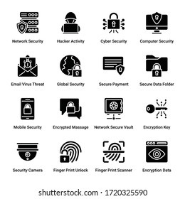 Iconos de glifos de seguridad - Vectores