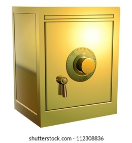 Security gold safe icon, vector illustration.