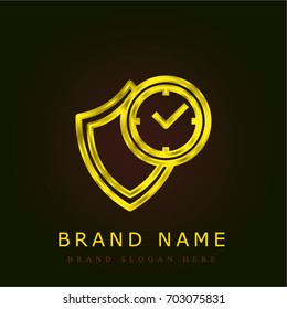 Security golden metallic logo