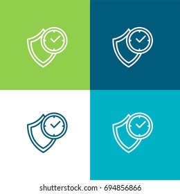 Security green and blue material color minimal icon or logo design