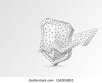 Security growth arrow shield abstract origami image. Polygonal Vector business concept of data protection illustration. Low poly wireframe, geometry triangle, lines, dots, polygons on white background
