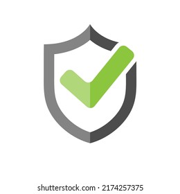 security guarantee icon. A tick on the shield. Icon for websites and applications. Flat style