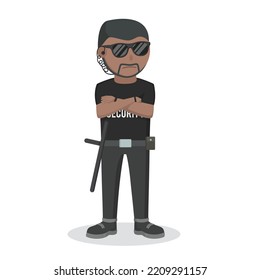 security guard african standing pose design character on white background