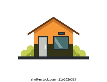 Security guard building with pointed roof. Simple flat illustration