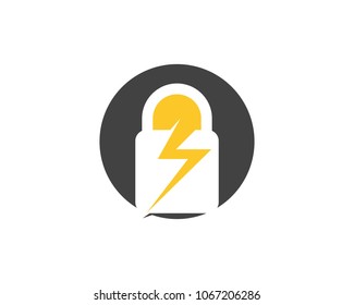 Security guard flash logo design vector shield template
