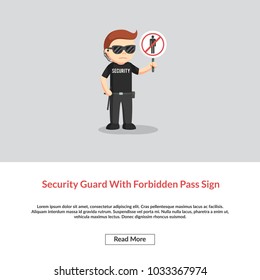 Security Guard With Forbidden Pass Sign Infomation