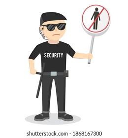 security guard with forbidden pass sign design character on white background
