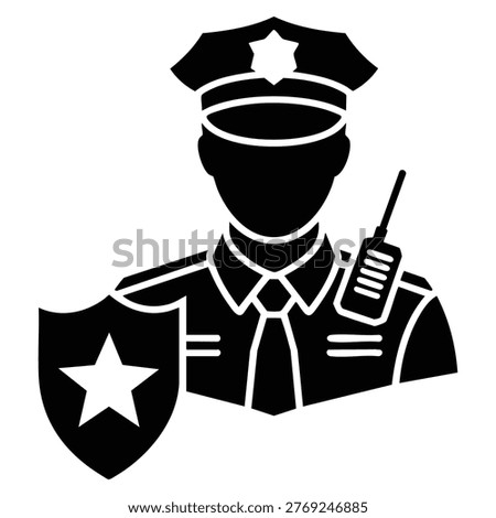 Security guard icon glyph style vector illustration ideal for protection services, Transportation concept branding, and surveillance themes