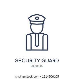 Security guard icon. Security guard linear symbol design from Museum collection. Simple outline element vector illustration on white background.
