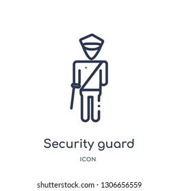 security guard icon from museum outline collection. Thin line security guard icon isolated on white background.