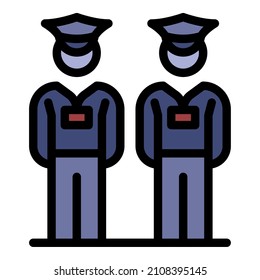 Security guard icon. Outline security guard vector icon color flat isolated