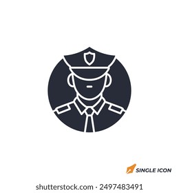 Ilustración vectorial de icono de guardia de seguridad. Símbolo del guardia de seguridad aislado en el fondo blanco