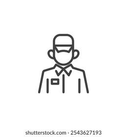 Security Guard line icon. linear style sign for mobile concept and web design. A person in security uniform outline vector icon. Symbol, logo illustration. Vector graphics