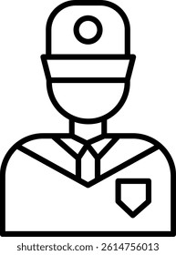 Security Guard Line Vector Icon Design