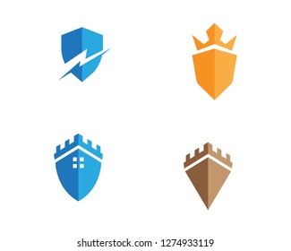 Security guard logo design vector shield template
