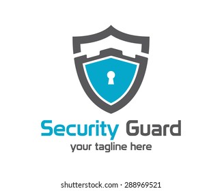 Security guard logo design vector. Security protection shield symbol . Secure shield icon vector. Privacy lock icon .