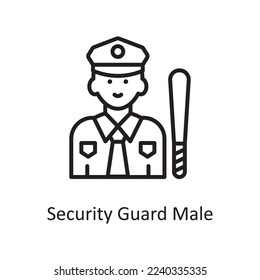 Security guard male Vector Outline Icon Design illustration. Law Enforcement Symbol on White background EPS 10 File