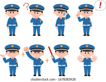 Security guard guard man illustration set