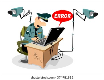 security guard officer policeman uniform character cop professional service video sheriff law error of protection system 