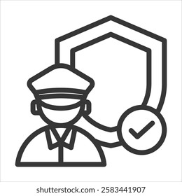 Security Guard Outline Icon Vector Illustration