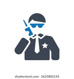 Icono De La Patrulla De La Guardia De Seguridad Aislado Sobre Fondo Blanco