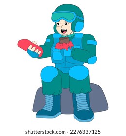 security guard police squad sitting on lunch break. vector design illustration art