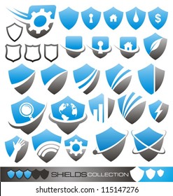 Security guard - set of shield icons, symbols logos and signs.