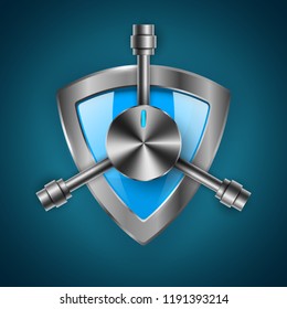 Security, guard, shield - 3d realistic icon Vector eps 10