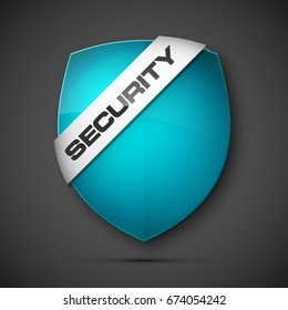 Security guard shield concept. Safety badge color icon. Privacy colorful banner shield. Security label. Defense tag. Presentation shining sticker shield shape. Defense safeguard sign illustration
