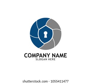 security guard shield online technology vector logo design template