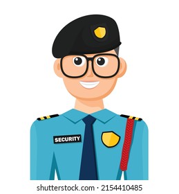 Security guard in simple flat vector. personal profile icon or symbol. people concept vector illustration.