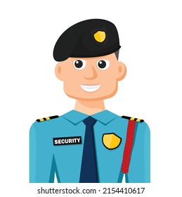 Security guard in simple flat vector. personal profile icon or symbol. people concept vector illustration.