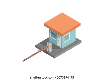 Security guard small building in isometric view. Simple flat illustration.