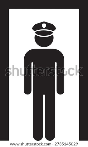 Security guard standing in doorway icon vector. Silhouette of a police officer or watchman at an entrance gate or metal detector. Safety and protection concept.