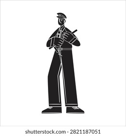 Security guard standing in uniform illustration with security